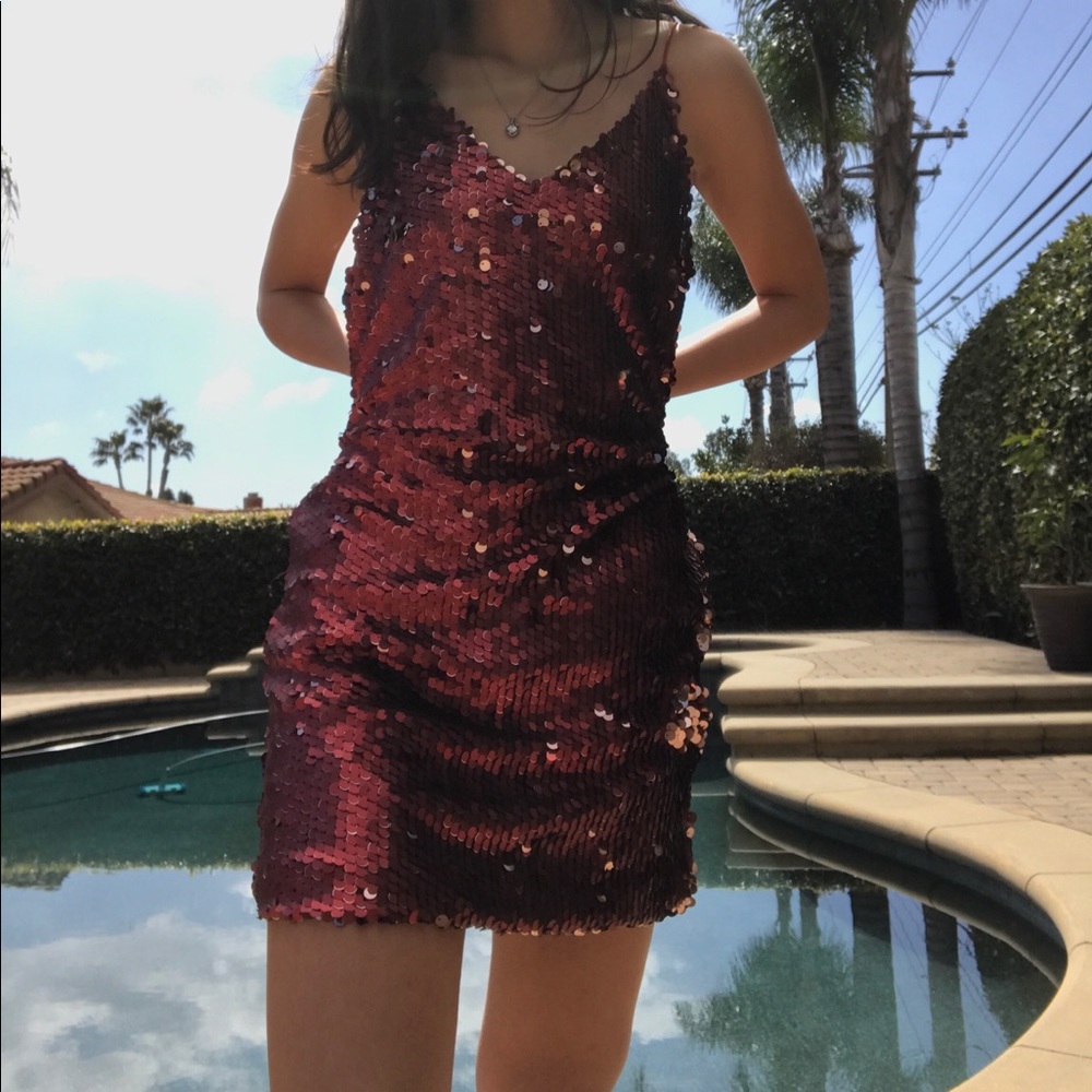 L'atiste Women's Red Sexy Sequin Cocktail Dress